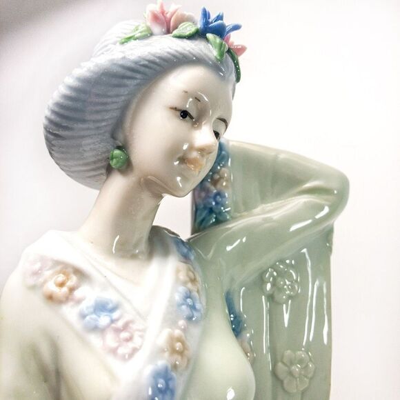 Fine Porcelain Japanese Geisha Statuette in Pastels - Picture 4 of 9